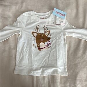 Cat & Jack White Deer Graphic Kids Shirt
